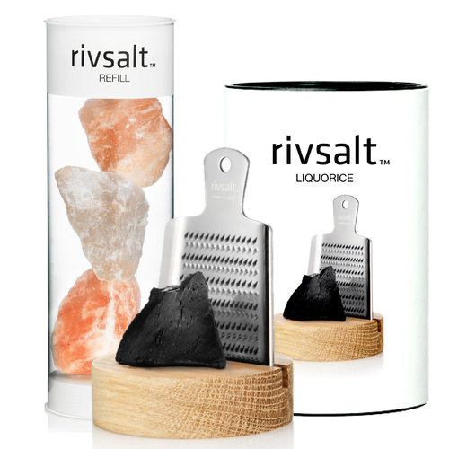 Rivsalt Liquorice Himalayan Kit- Rivsalt Liquorice + Rivsalt Himalayan Pink Salt Refill