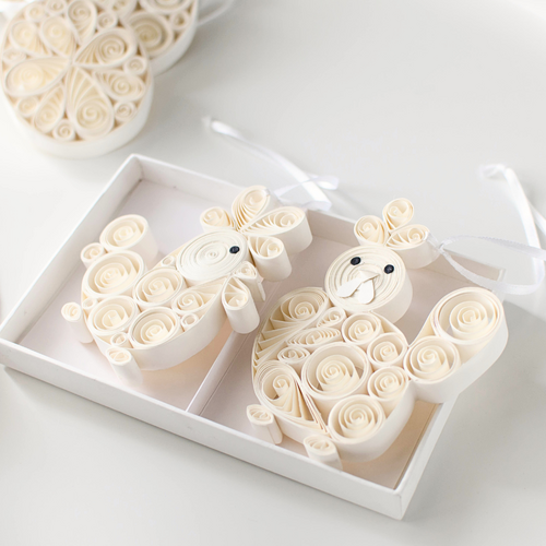 Quilling Chicken Duo- Off-White H10cm 2pcs Set