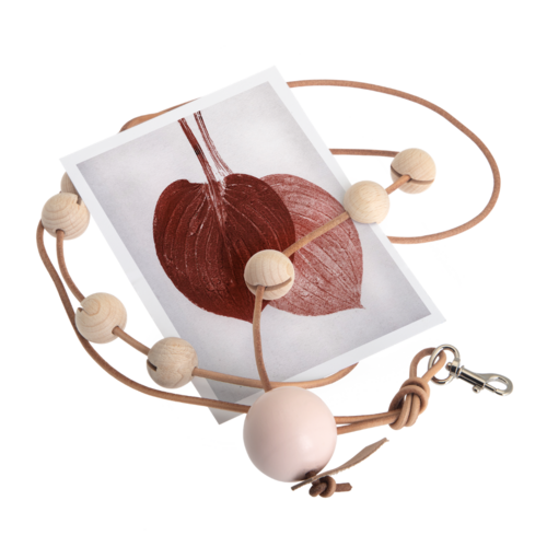 by Wirth All on a String Photo Holder - Peach Bead + Leather