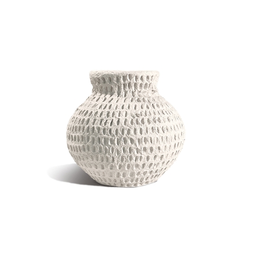 Cotton Stone Vase Round - Dash 18cm