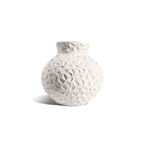 Cotton Stone Vase Round Leaf 18cm